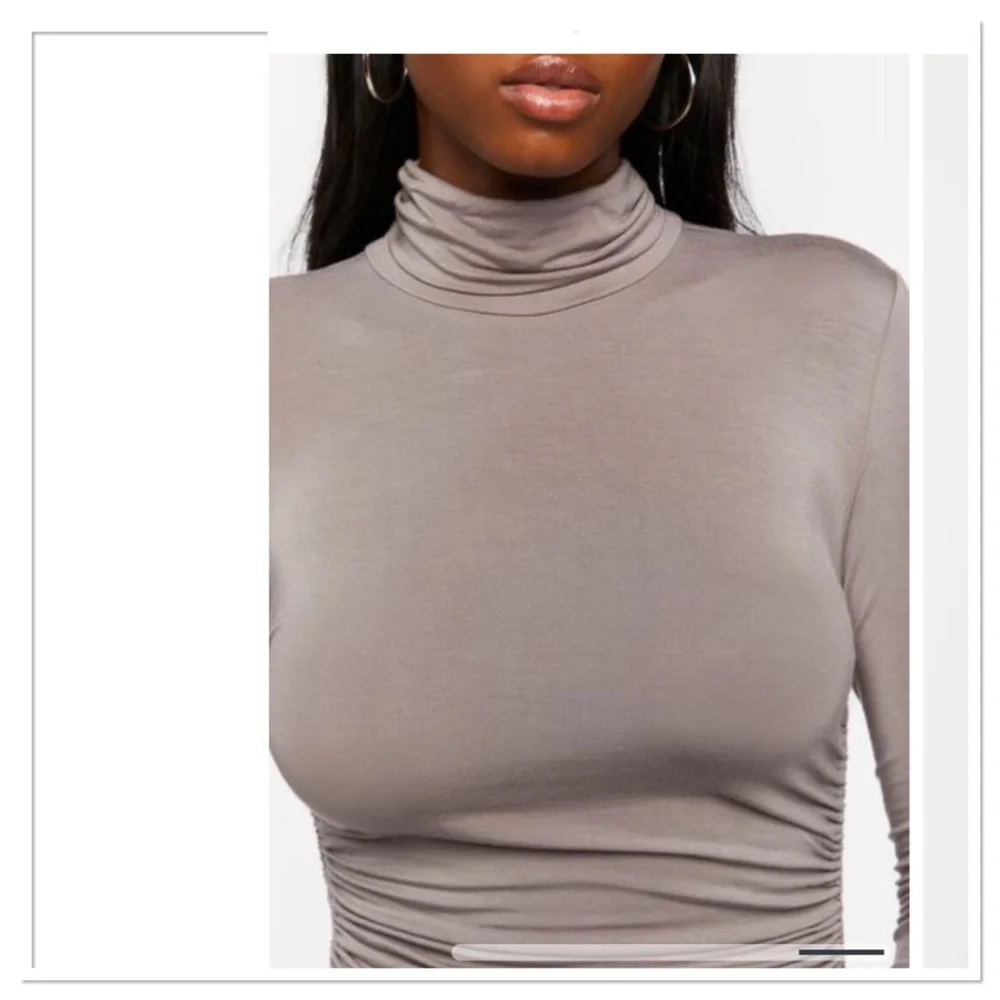 RARE Forever 21 Turtleneck Ruched Mini Dress - Picture 4 of 6